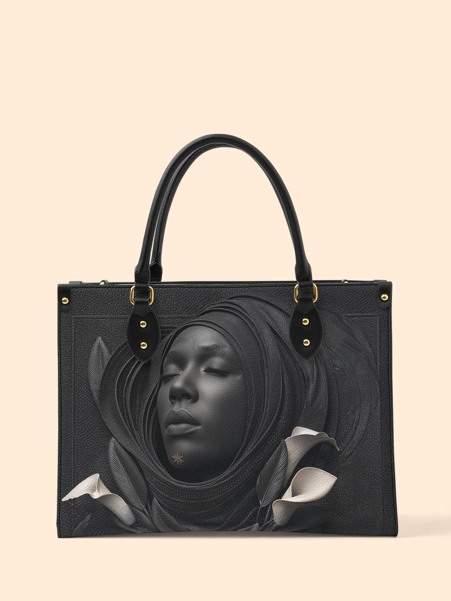 Obsidian Bloom Premium Leather Handbag QR0TD216