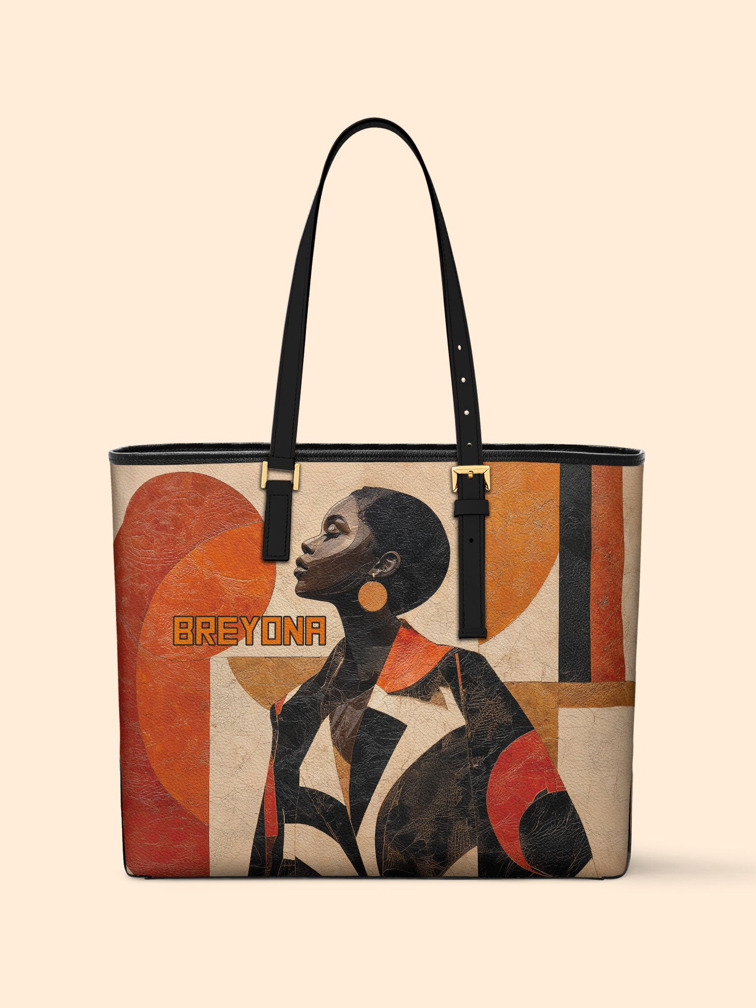 Geo Icons Sleek Leather Tote