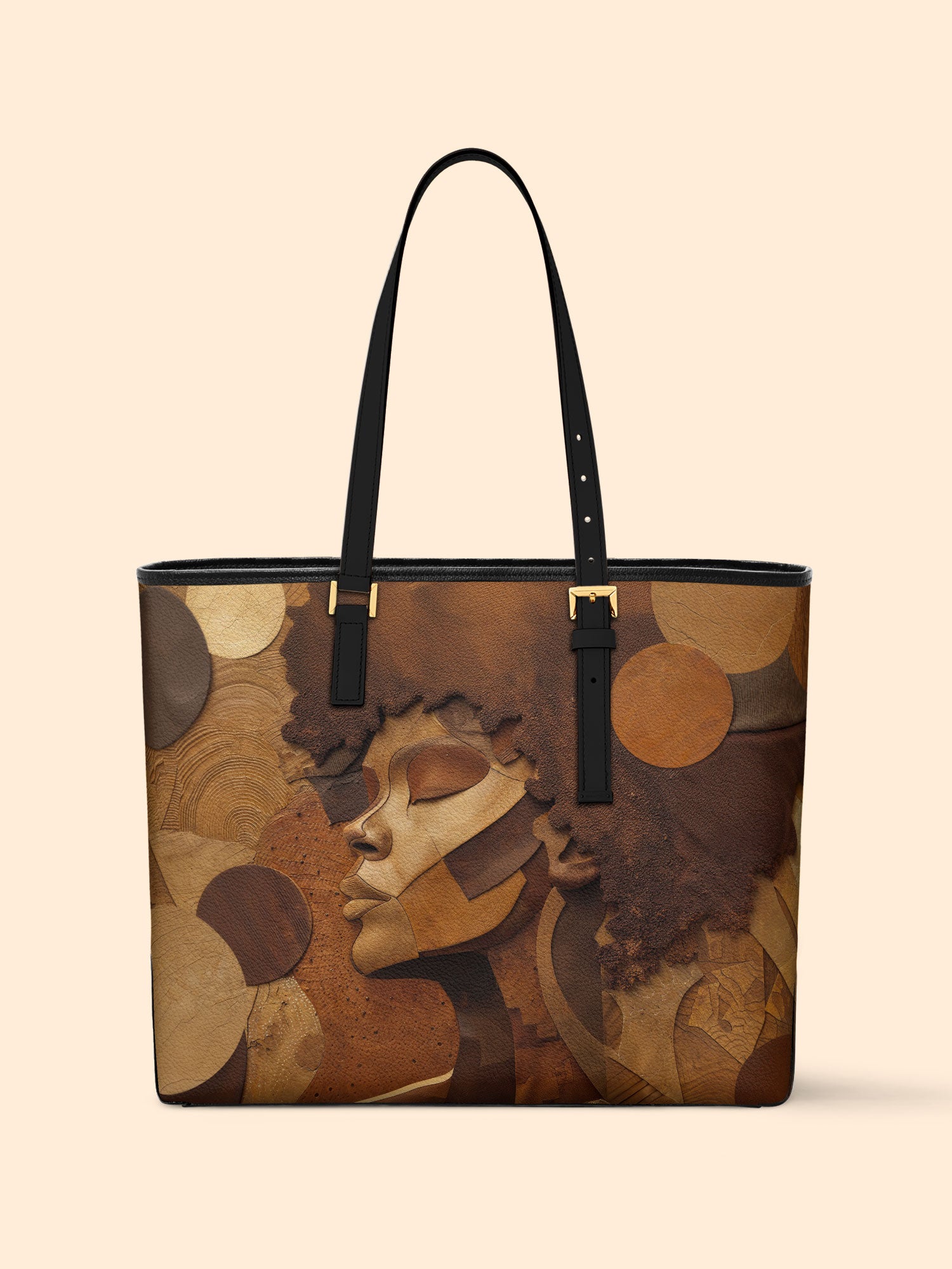 Golden Melanin Sleek Leather Tote QR0TD022
