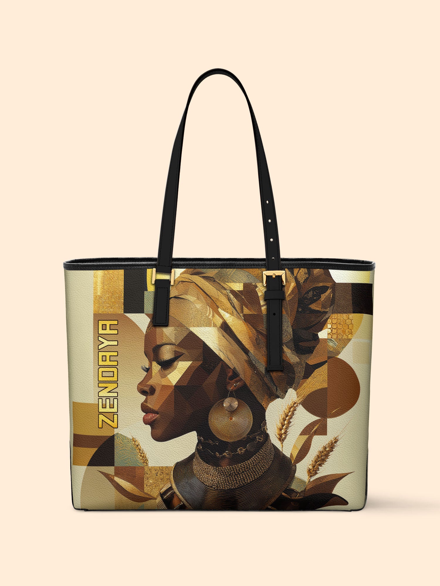 Golden Facets Sleek Leather Tote