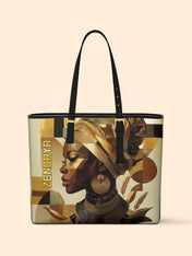 Golden Facets Sleek Leather Tote
