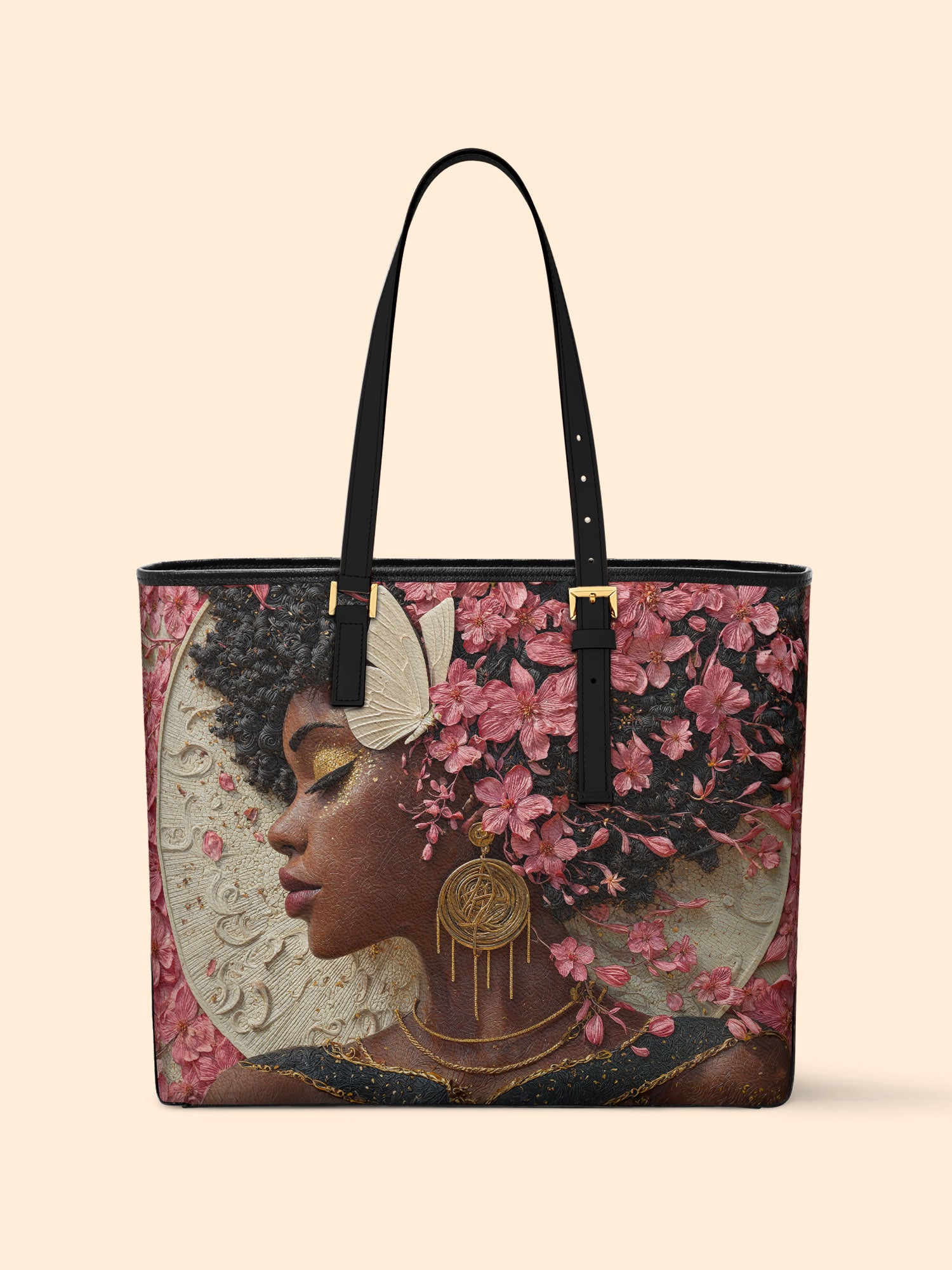 Floral Adornment Sleek Leather Tote QR0HH020