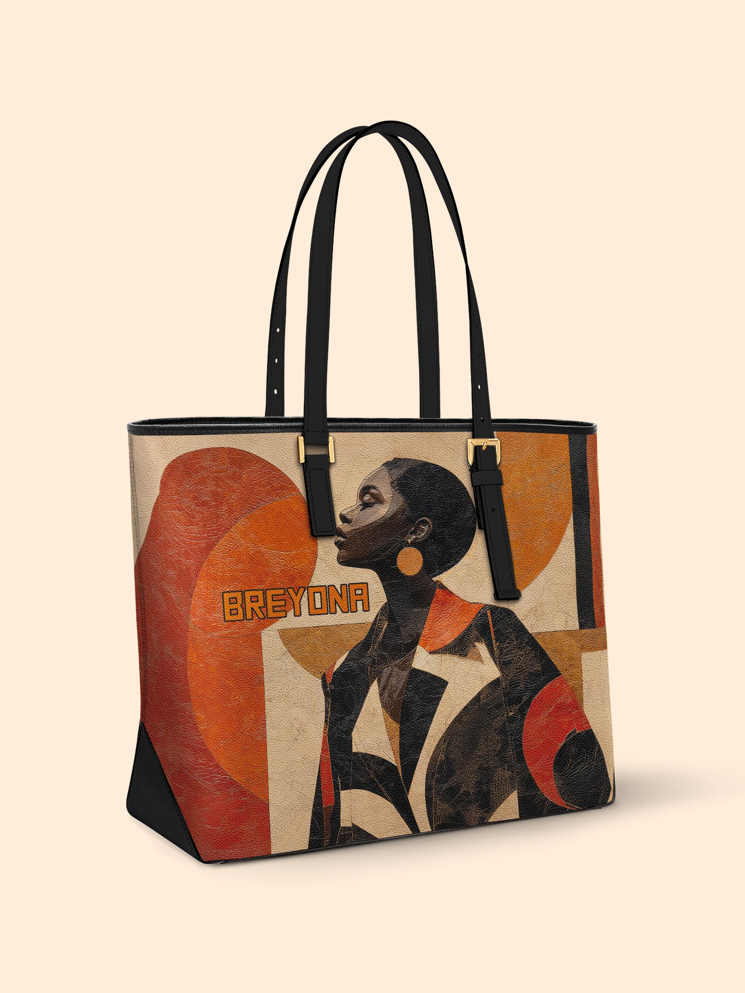 Geo Icons Sleek Leather Tote