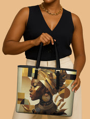 Golden Facets Sleek Leather Tote QR0TV114