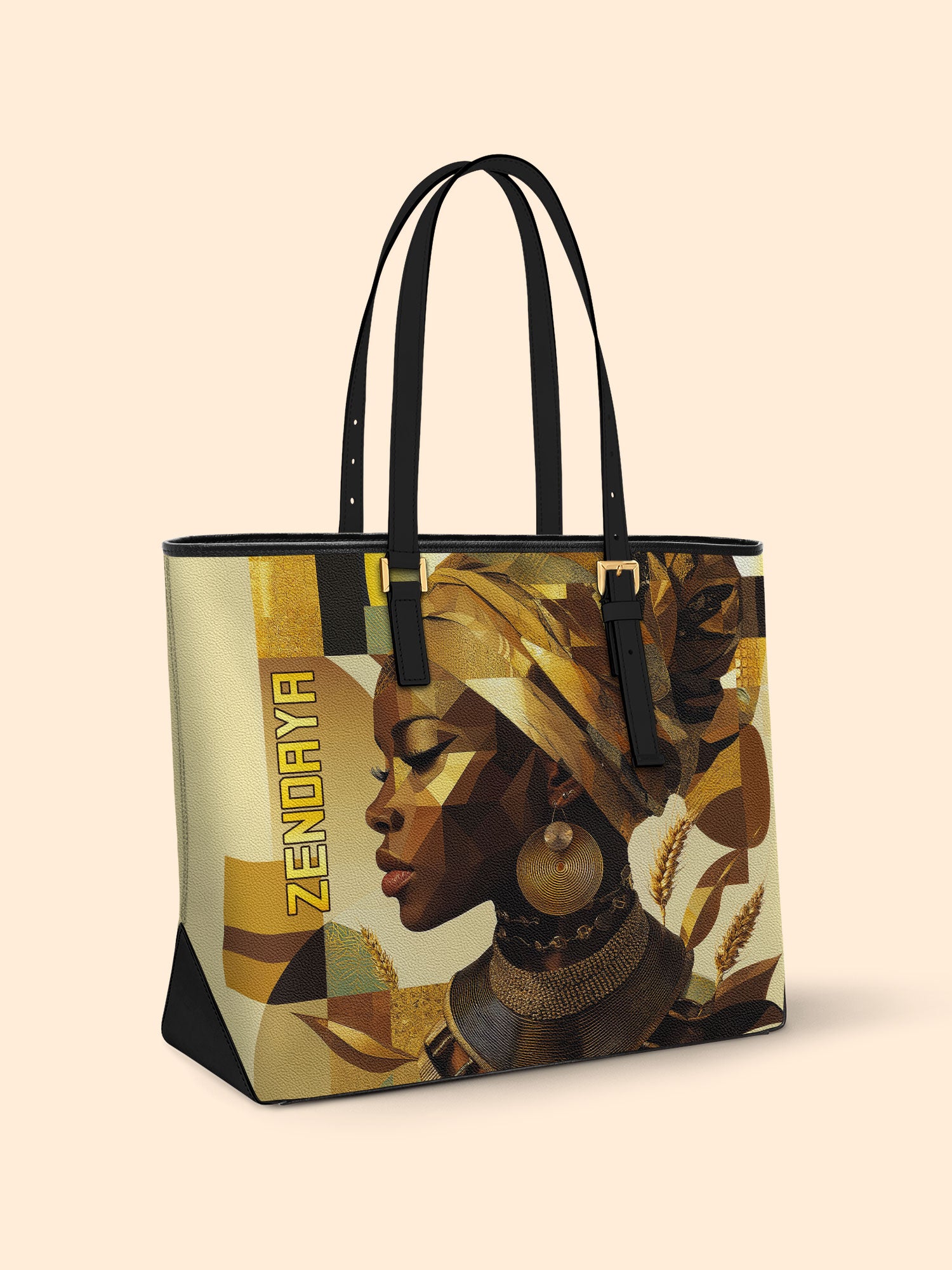 Golden Facets Sleek Leather Tote