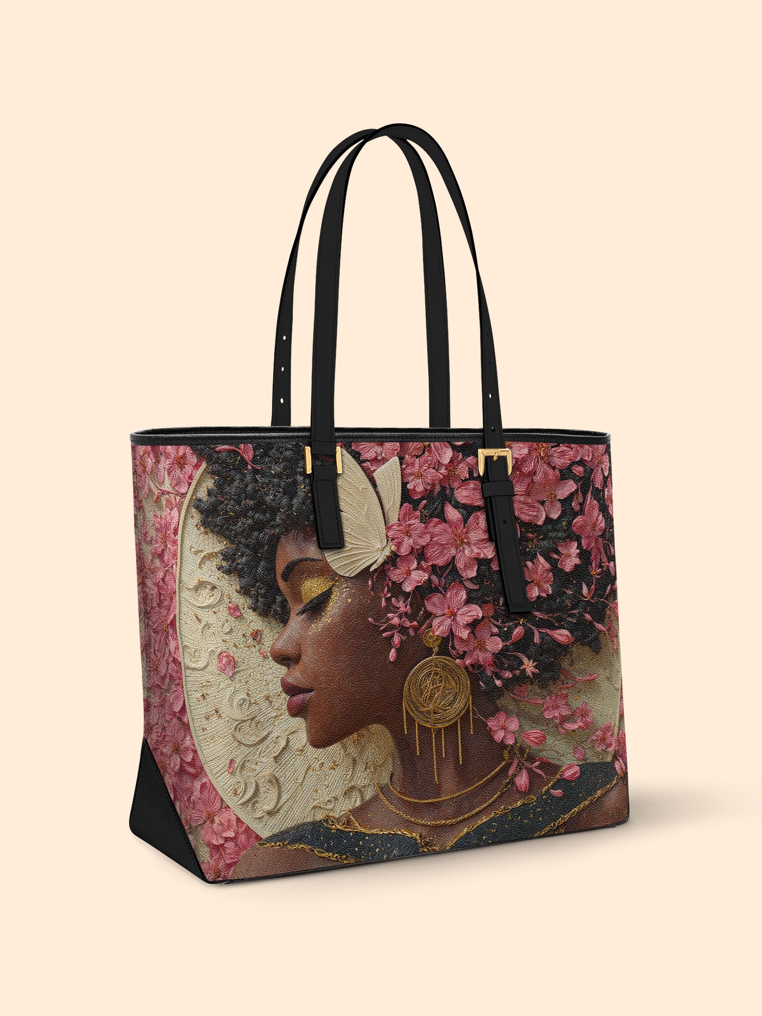 Floral Adornment Sleek Leather Tote QR0HH020