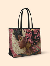 Floral Adornment Sleek Leather Tote QR0HH020