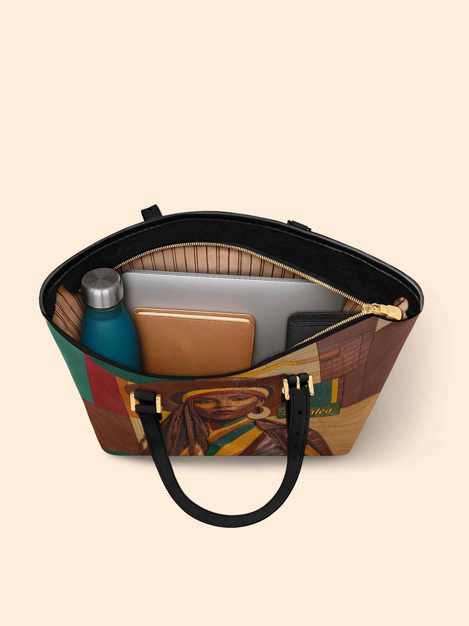 Golden Hues Sleek Leather Tote