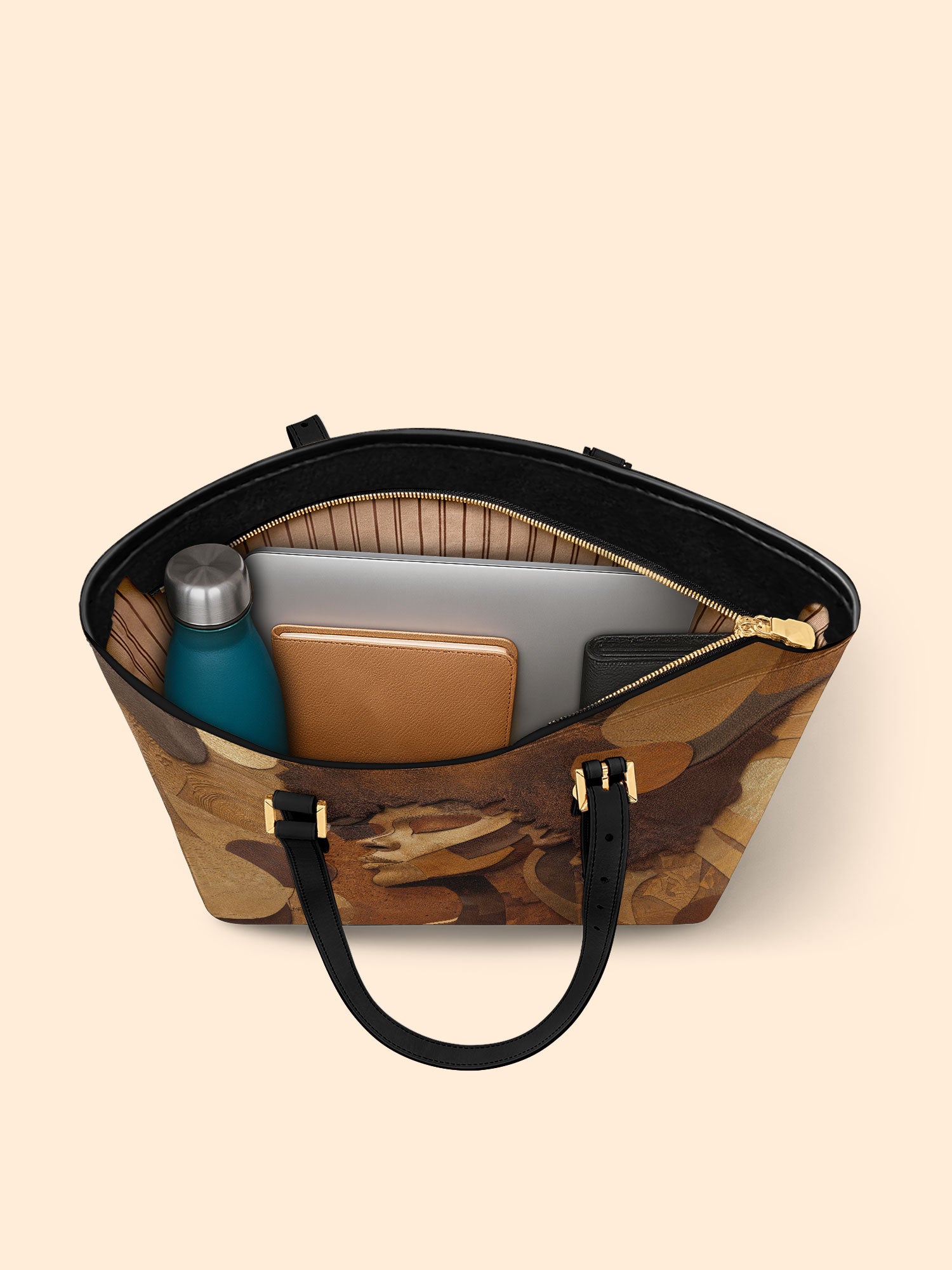 Golden Melanin Sleek Leather Tote QR0TD022