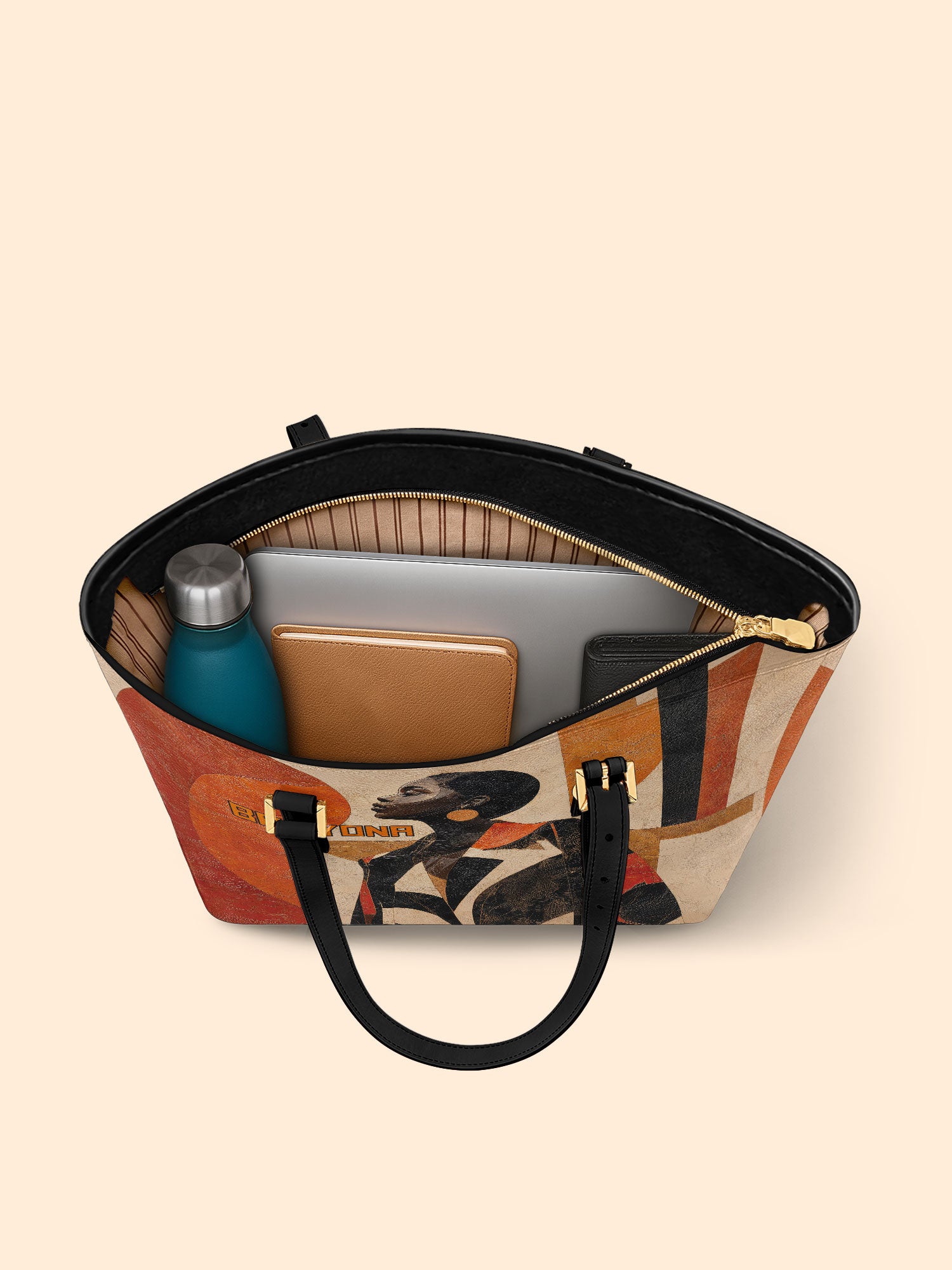 Geo Icons Sleek Leather Tote