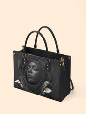 Obsidian Bloom Premium Leather Handbag QR0TD216