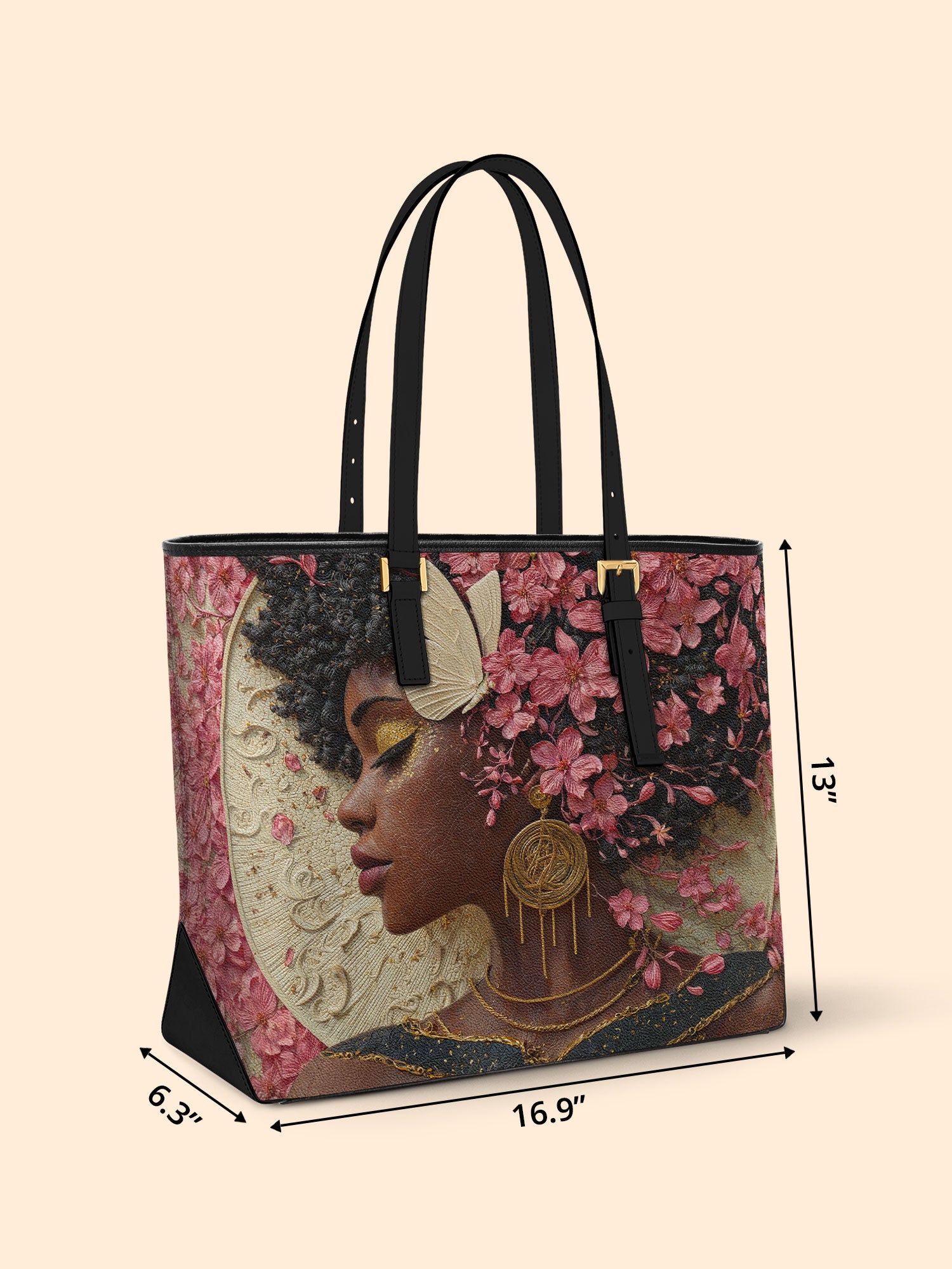 Floral Adornment Sleek Leather Tote QR0HH020