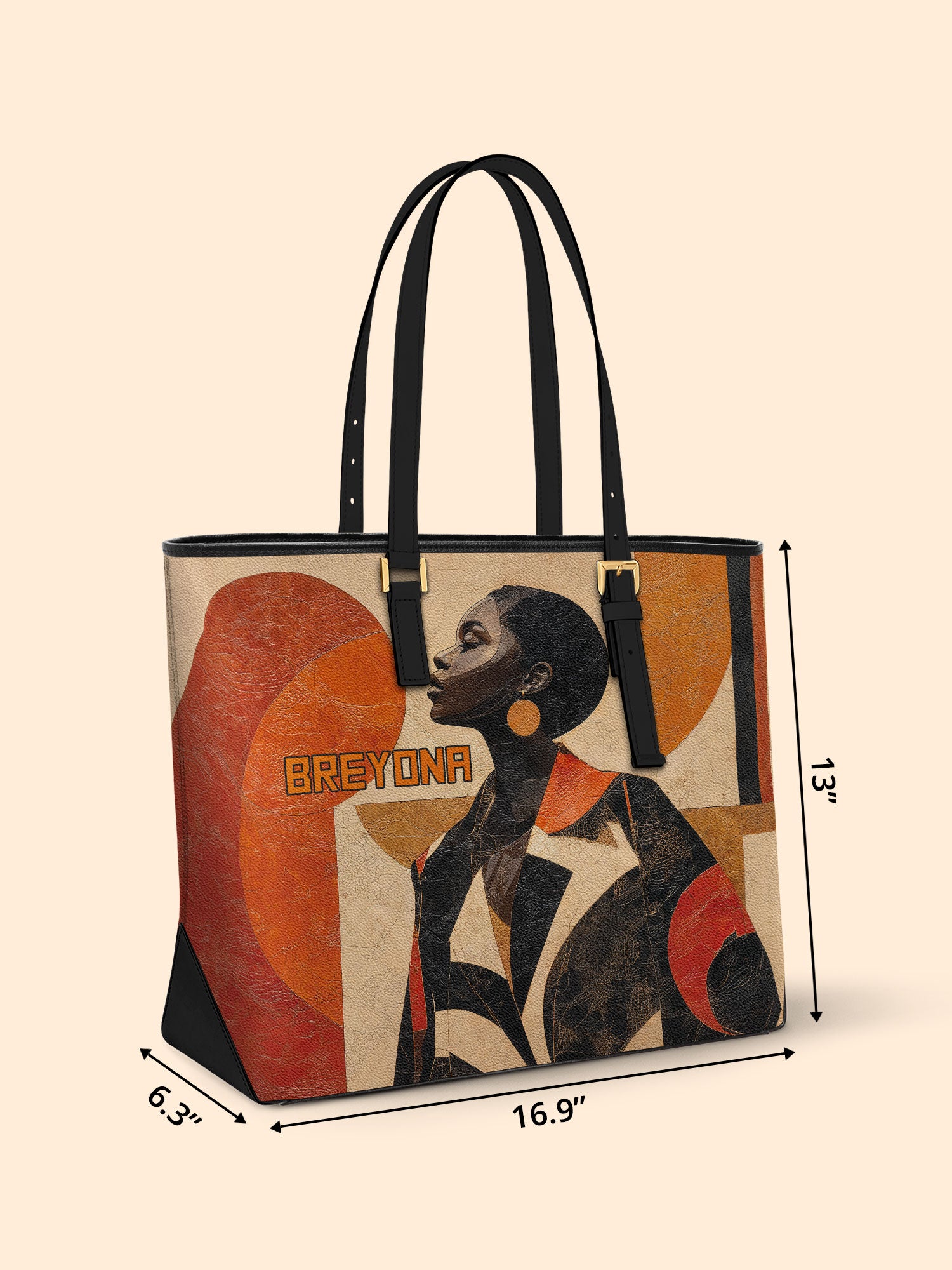 Geo Icons Sleek Leather Tote