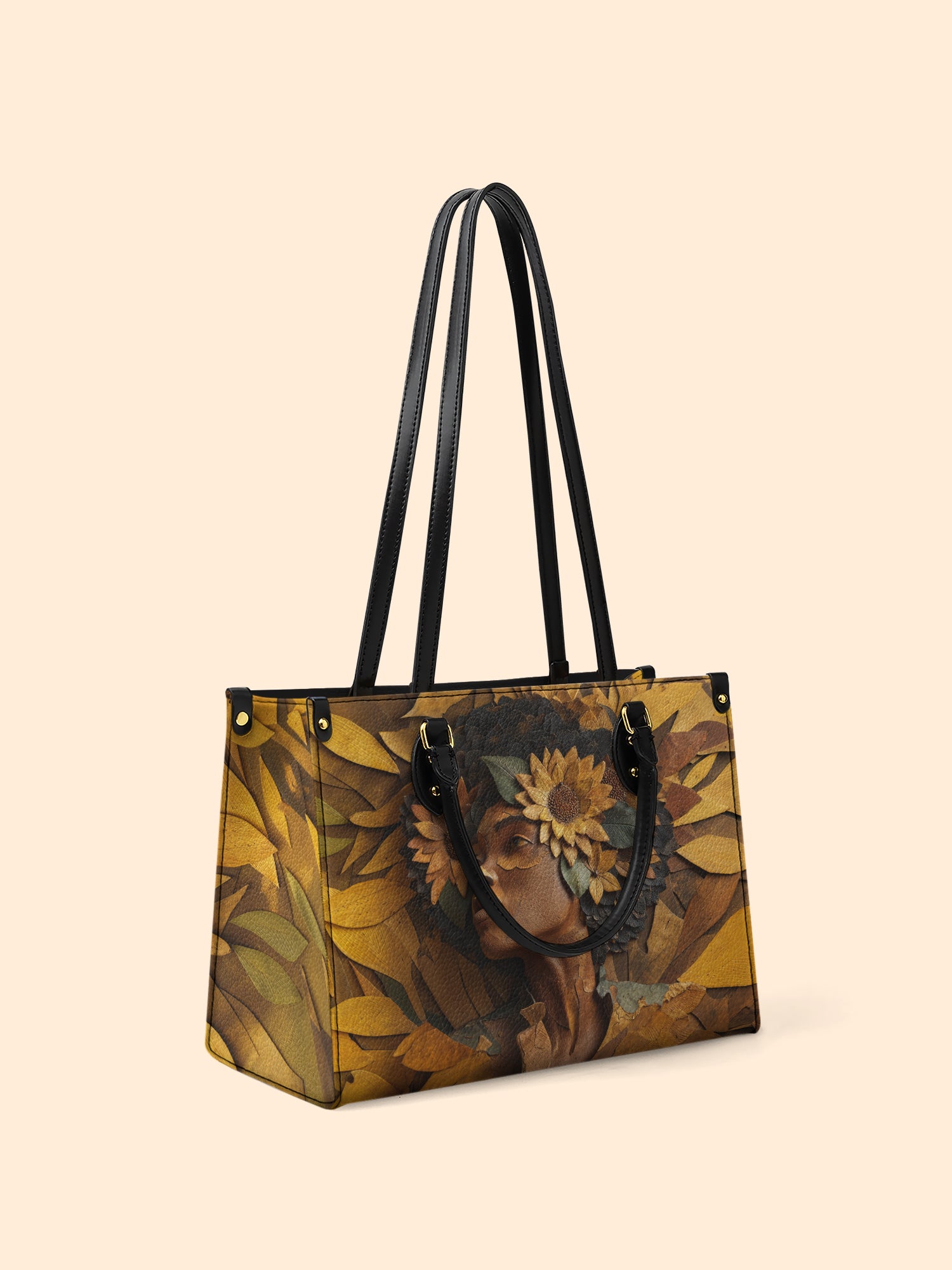 Golden Sunflower Premium Leather Handbag QR0TD379