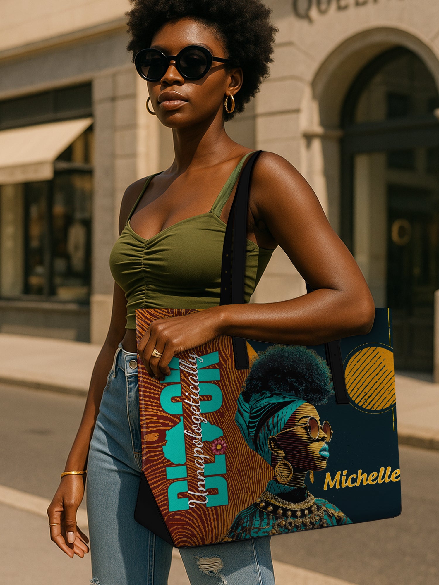 Unapologetically Black Sleek Leather Tote