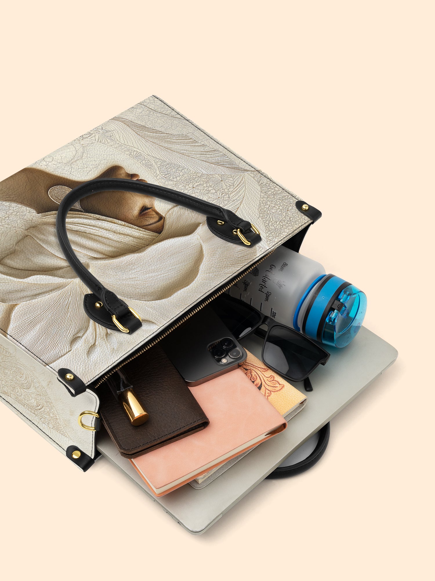 Ivory Blossom Premium Leather Handbag QR0TV067