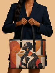 Geo Icons Sleek Leather Tote