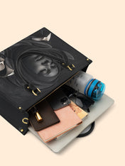 Obsidian Bloom Premium Leather Handbag QR0TD216