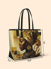 Golden Facets Sleek Leather Tote QR0TV114