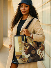 Golden Facets Sleek Leather Tote