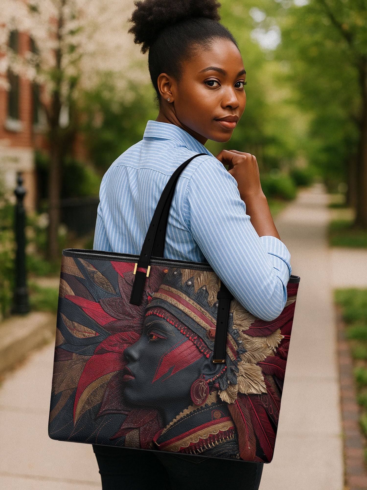 Warrior’s Bloom Sleek Leather Tote QR0TD072