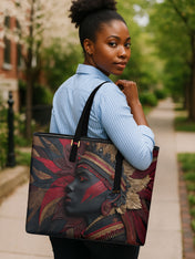 Warrior’s Bloom Sleek Leather Tote QR0TD072