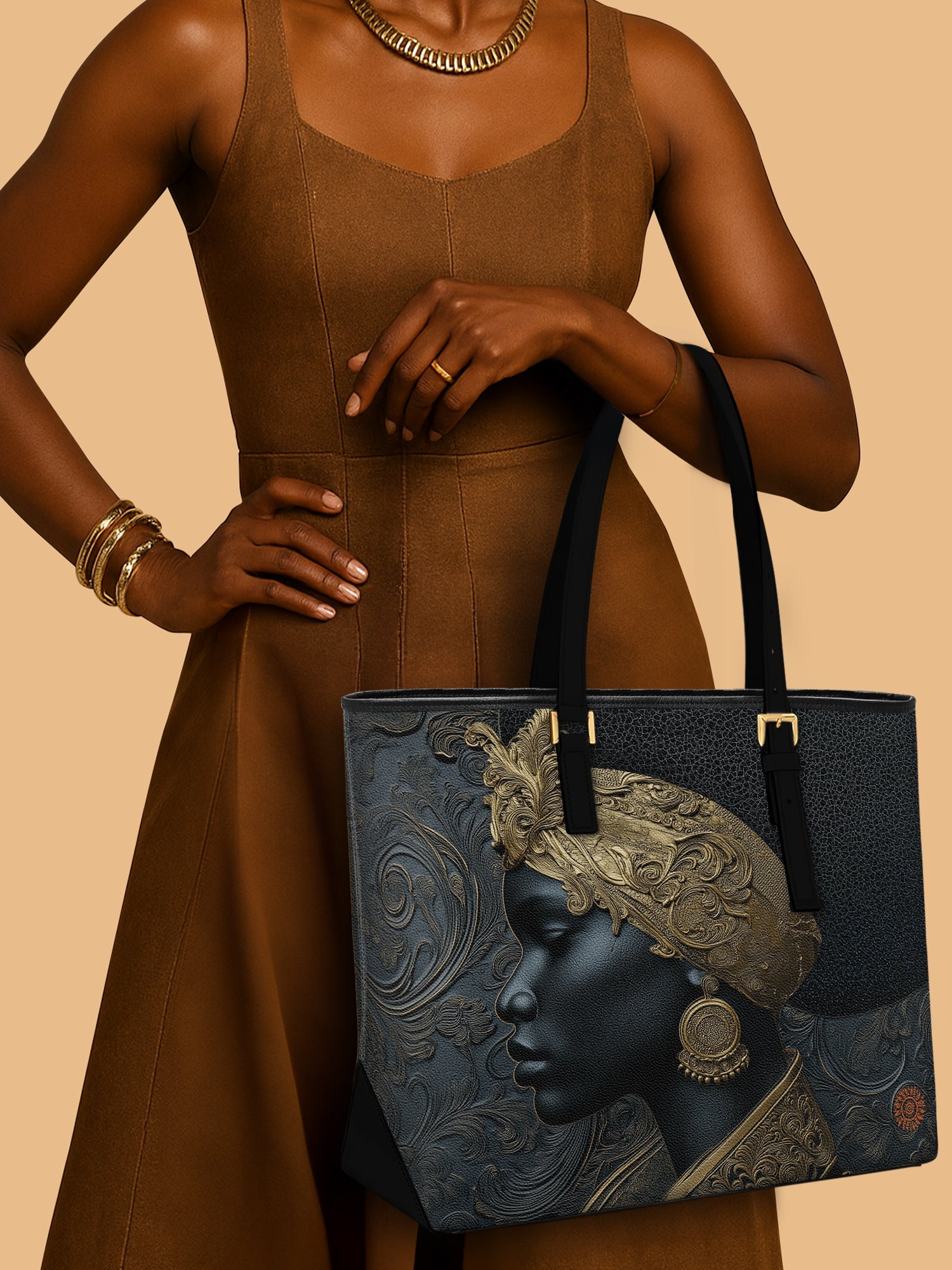 Ebony Sovereign Sleek Leather Tote QR0XD049