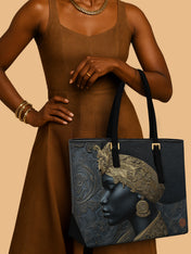 Ebony Sovereign Sleek Leather Tote QR0XD049