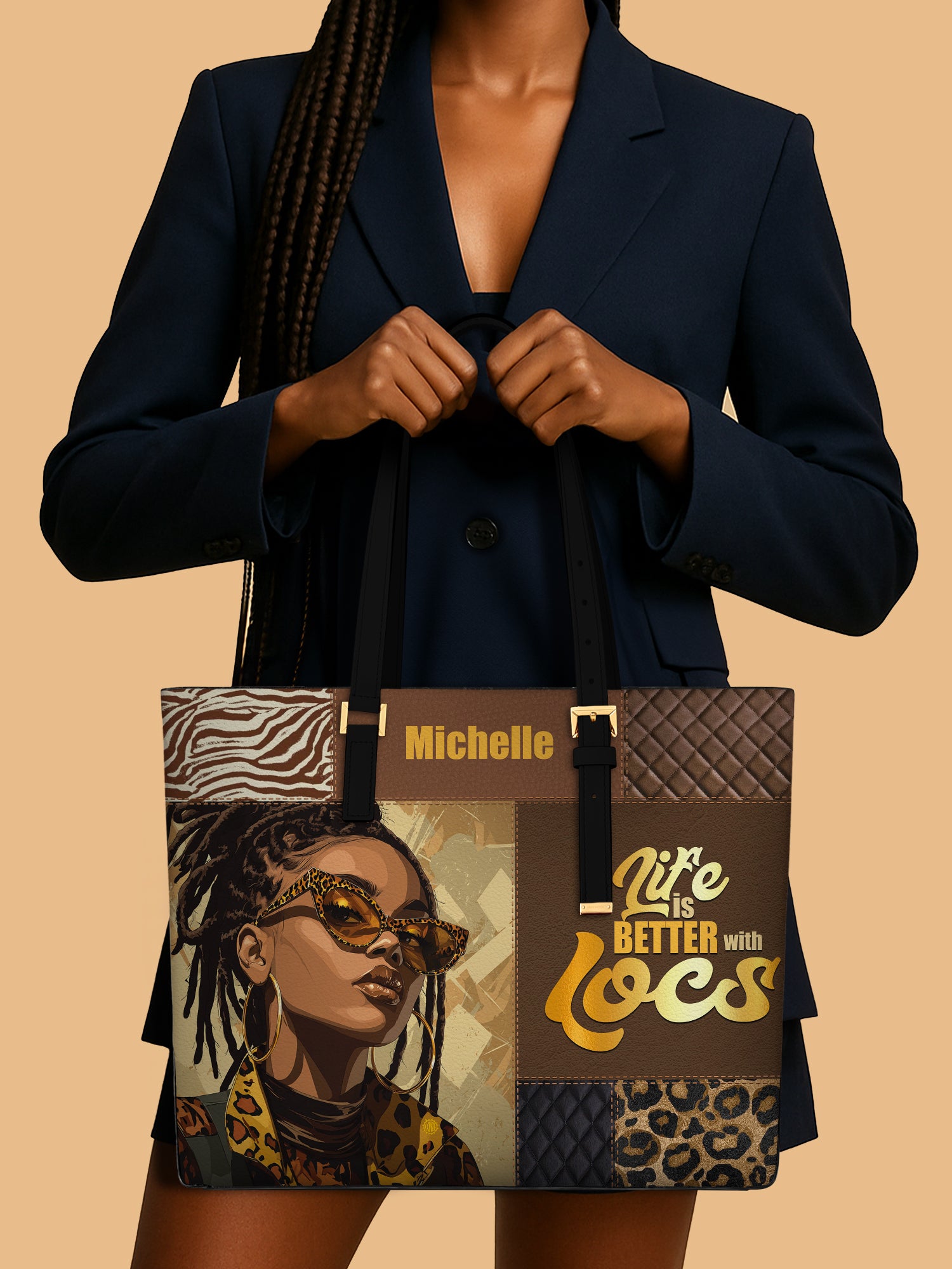 Better with Locs Sleek Leather Tote