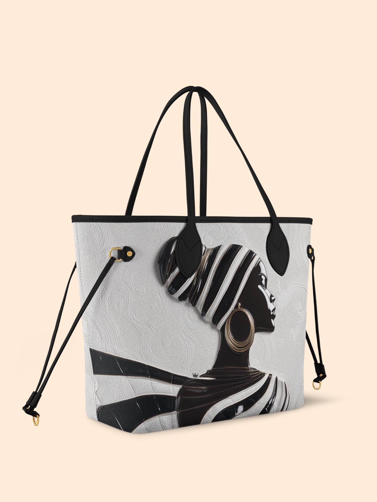 Ivory Stripes Classic Shopper Tote QR0XD431