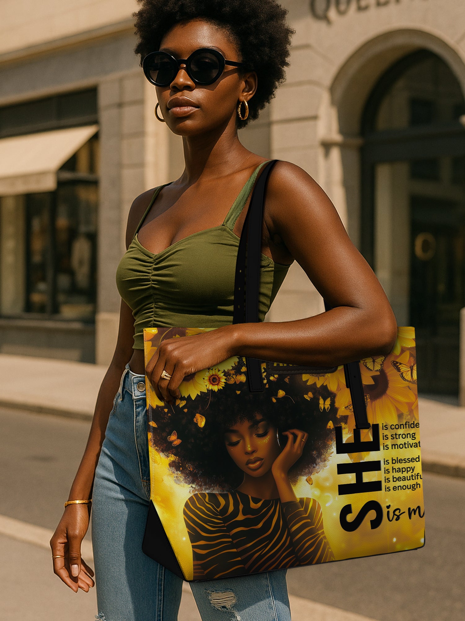 She Is Me Sleek Leather Tote