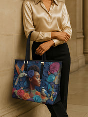 Blue Garden Sleek Leather Tote