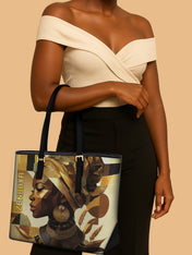 Golden Facets Sleek Leather Tote