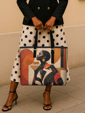 Geo Icons Sleek Leather Tote