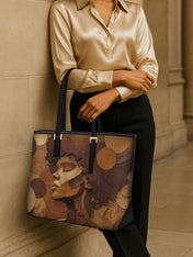 Golden Melanin Sleek Leather Tote QR0TD022