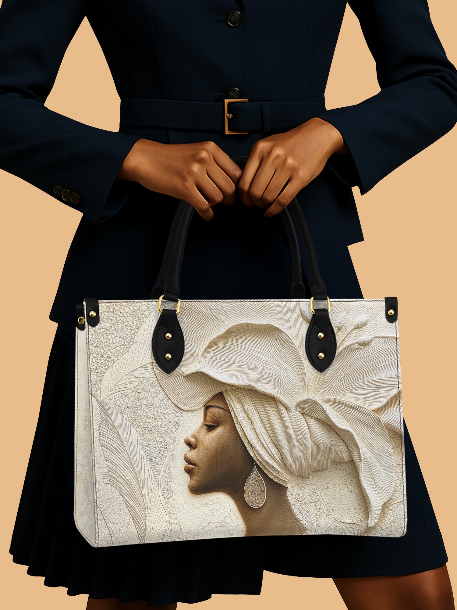 Ivory Blossom Premium Leather Handbag QR0TV067