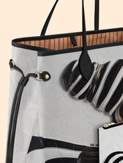 Ivory Stripes Classic Shopper Tote QR0XD431