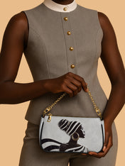 Ivory Stripes Classic Zip Pochette QR0XD437