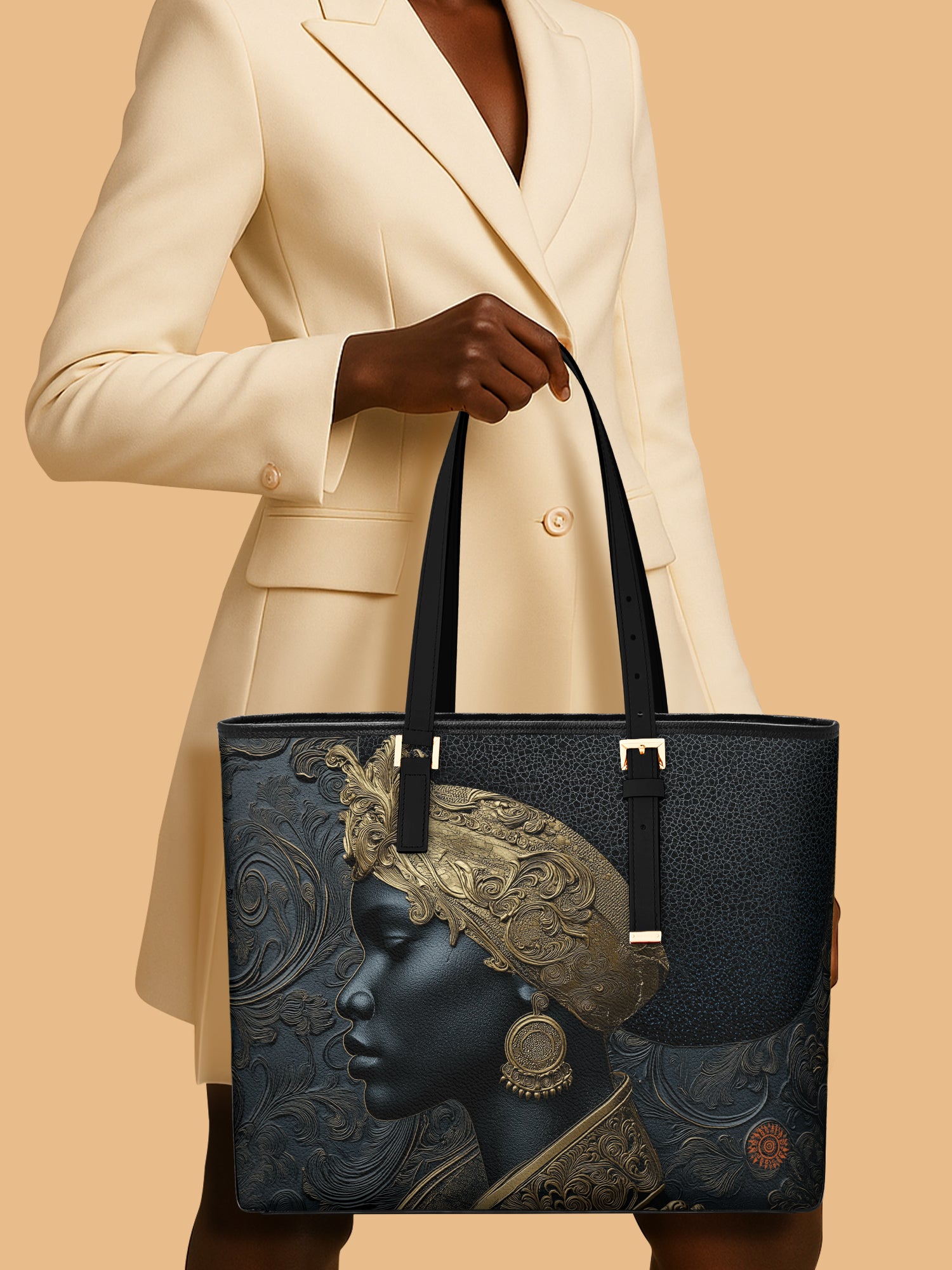 Ebony Sovereign Sleek Leather Tote QR0XD049