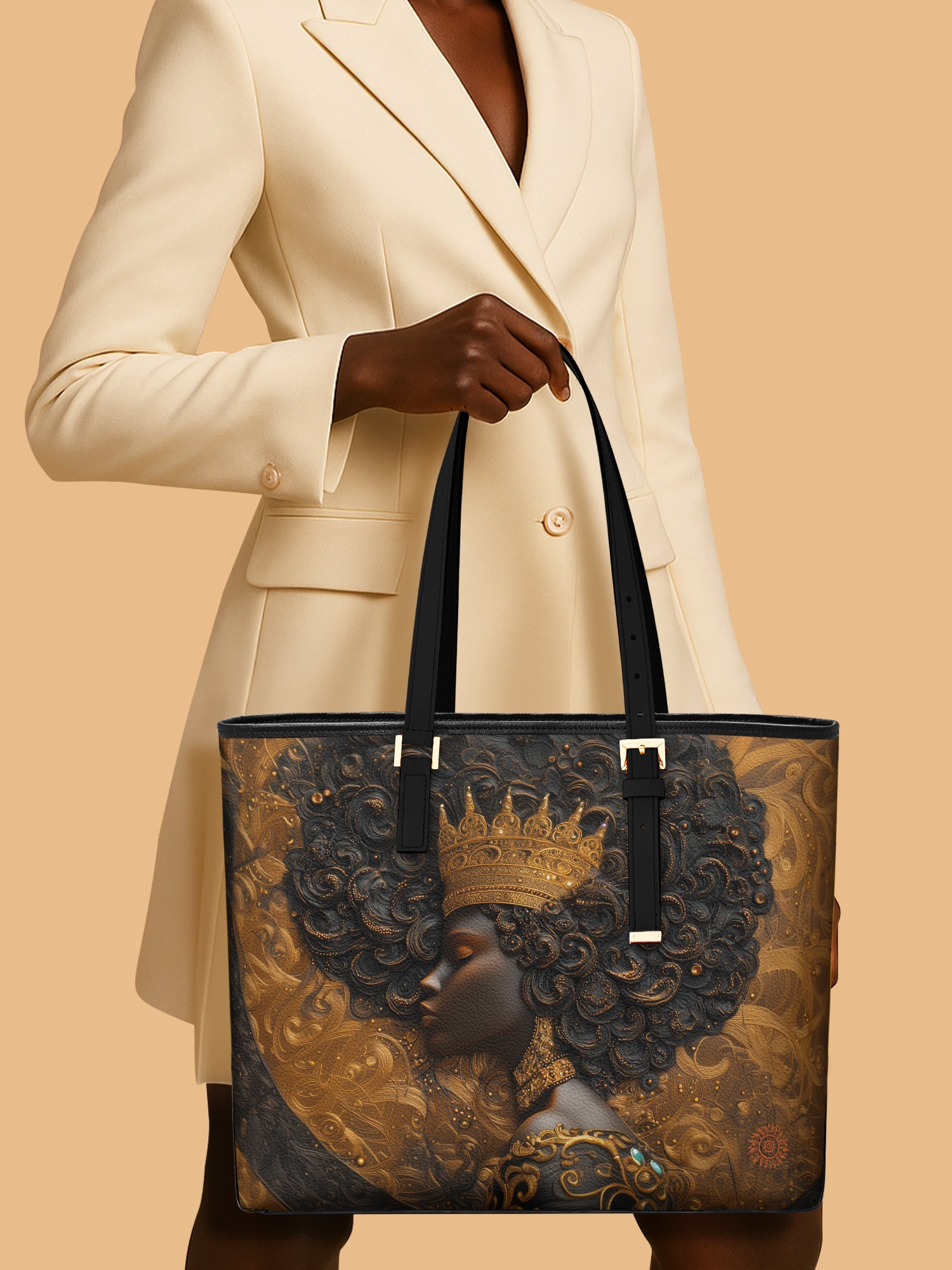 Melanin Spell Sleek Leather Tote QR0XD121