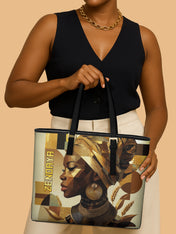 Golden Facets Sleek Leather Tote