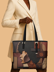 Essence of Melanin Sleek Leather Tote QR0TD023