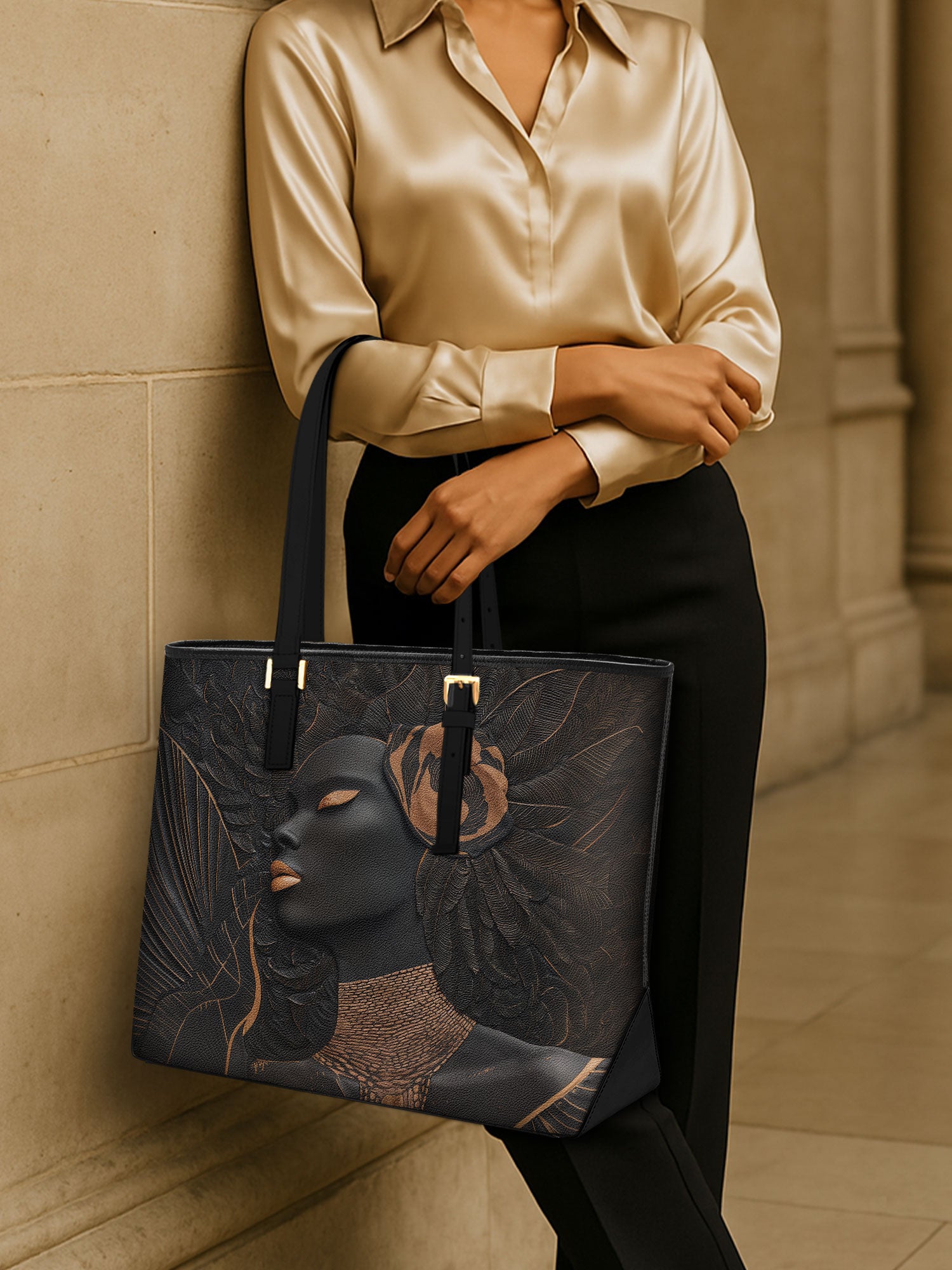 Verdant Glow Sleek Leather Tote QR0TD295