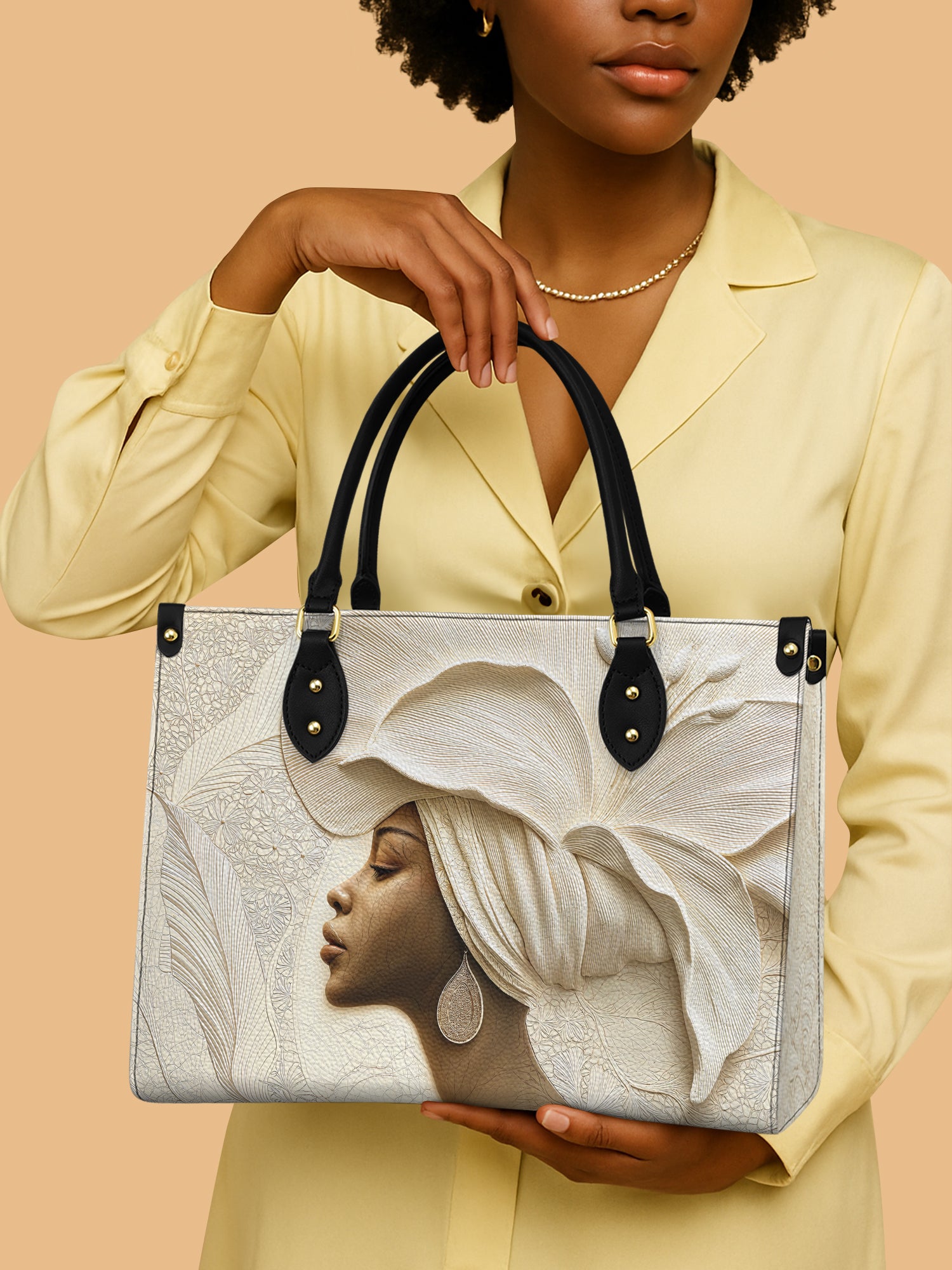 Ivory Blossom Premium Leather Handbag QR0TV067