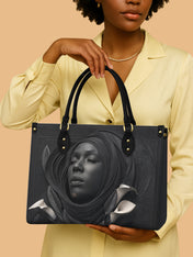 Obsidian Bloom Premium Leather Handbag QR0TD216