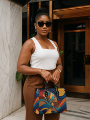 Woman in Headwrap Premium Leather Handbag QR0HH021