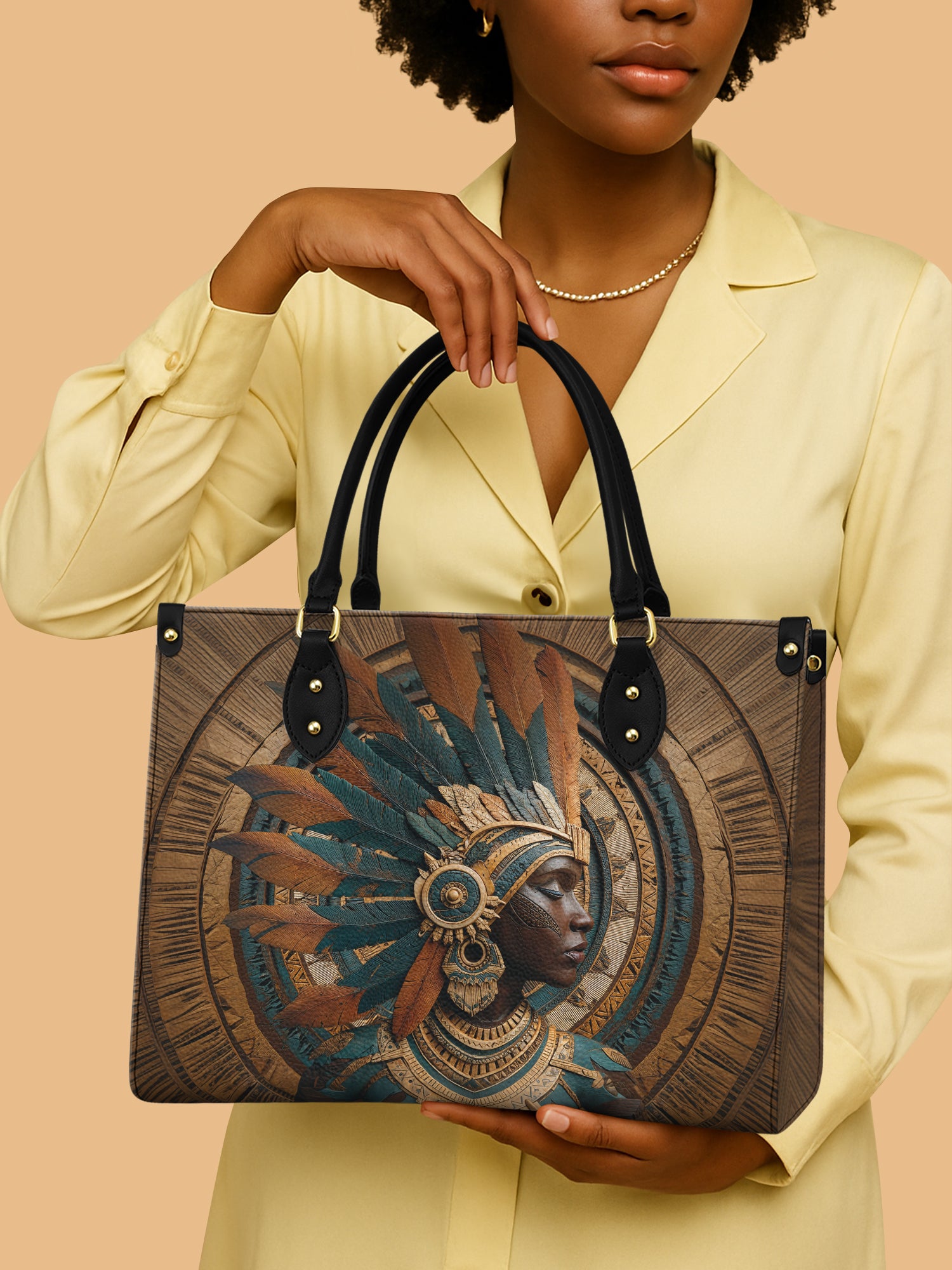 Sacred Grain Premium Leather Handbag QR0TD376