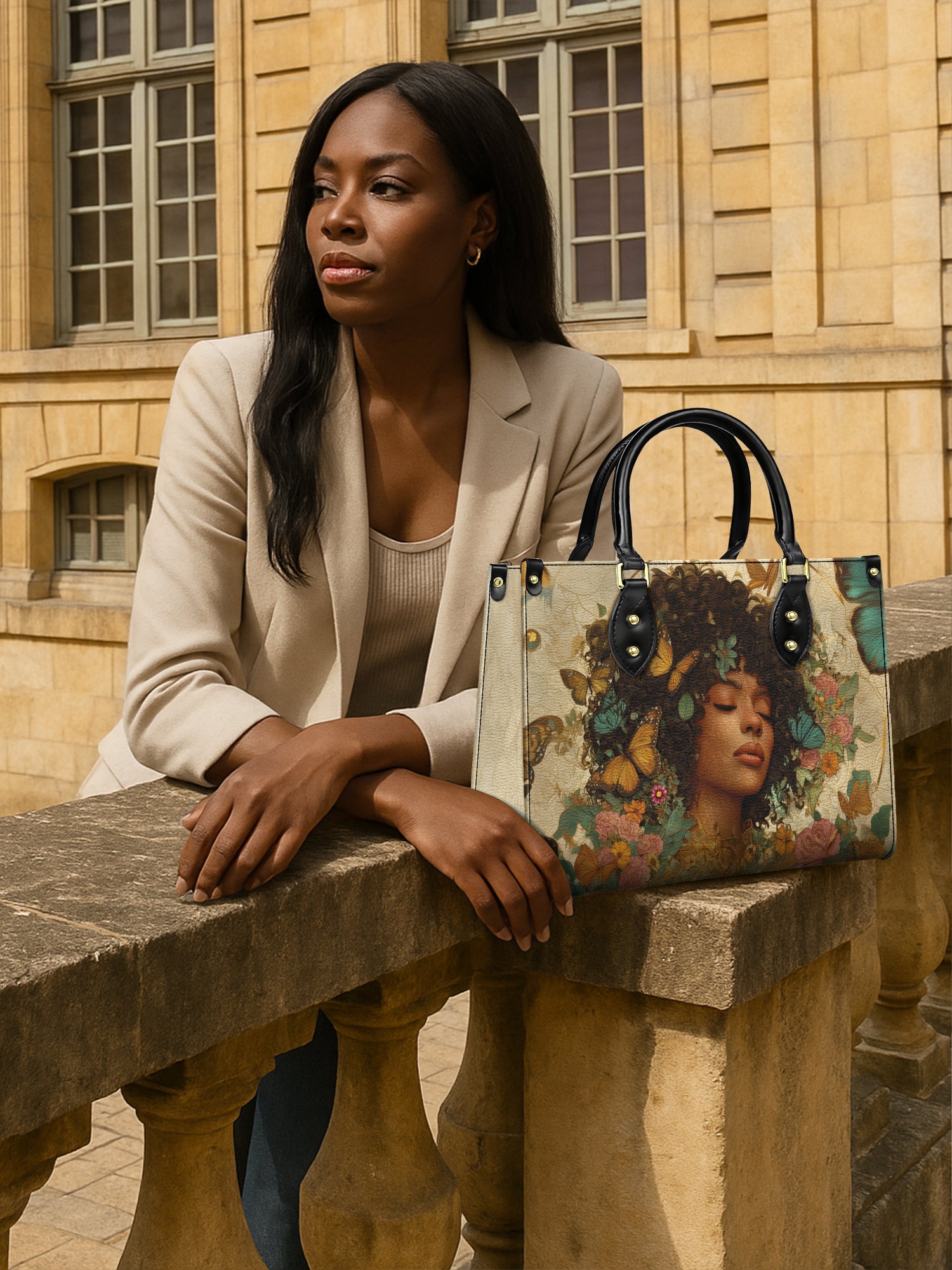 Floral Queen Premium Leather Handbag QR0HH108