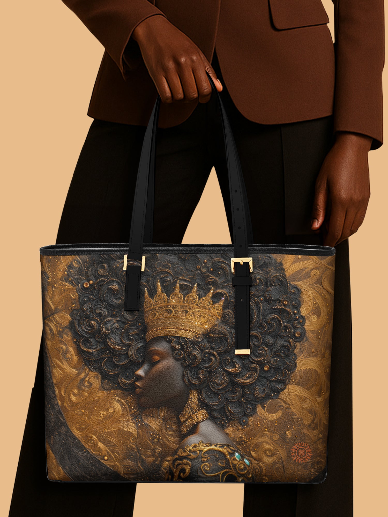 Melanin Spell Sleek Leather Tote QR0XD121