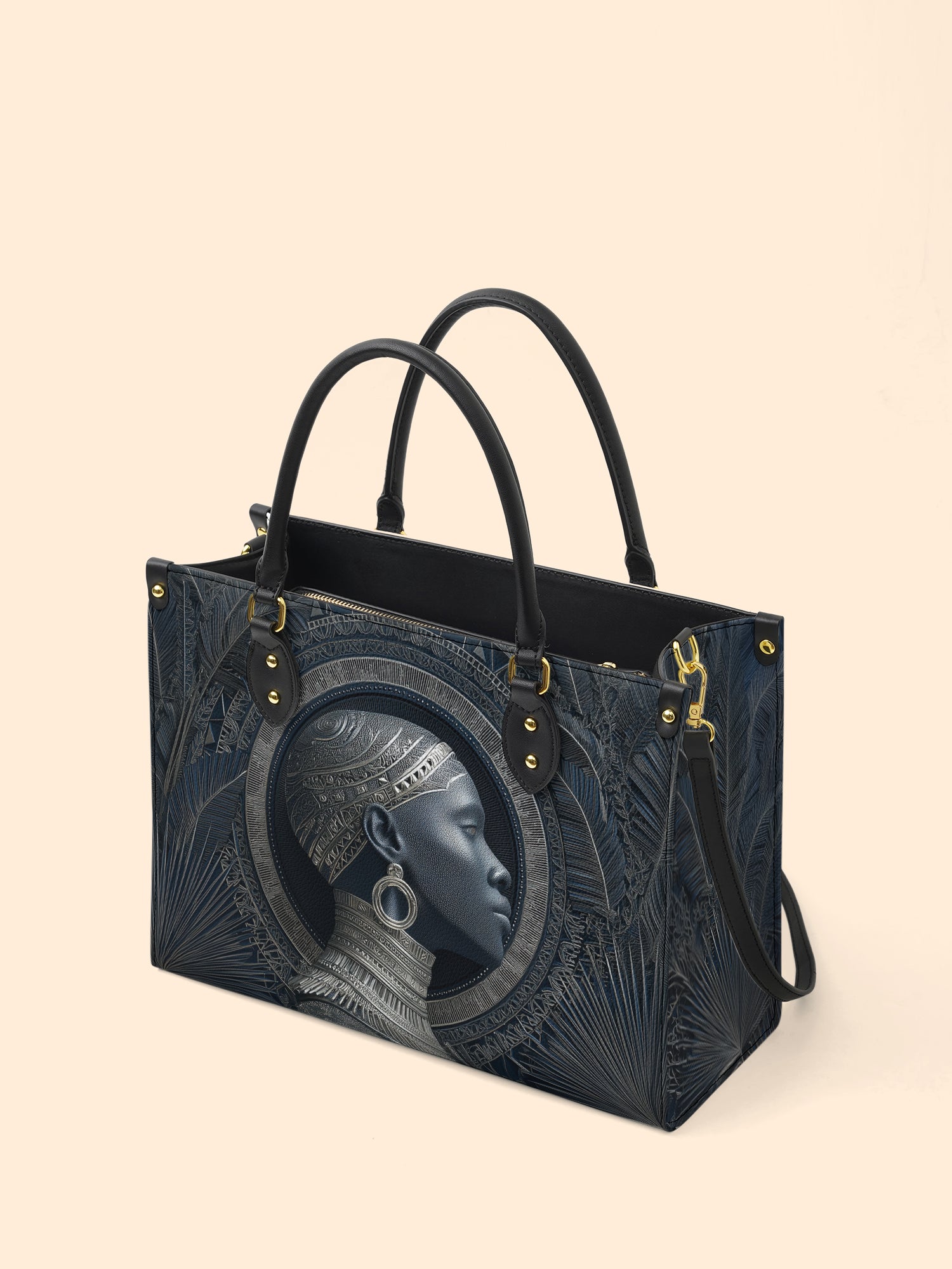 Midnight Sovereign Portrait Premium Leather Handbag QR0HH121